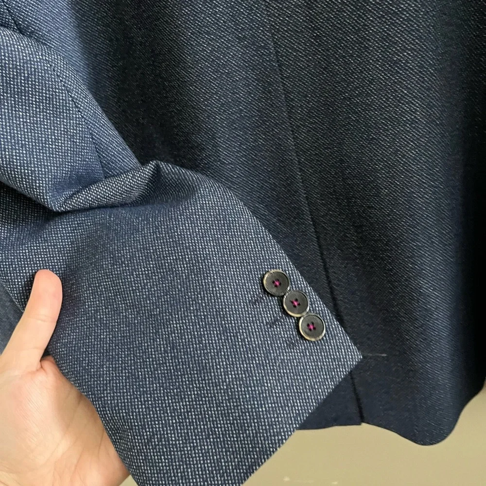 TED BAKER‎ Men's Sport Coat Blazer Navy Blue Satin Lining Size 6 (XXL)